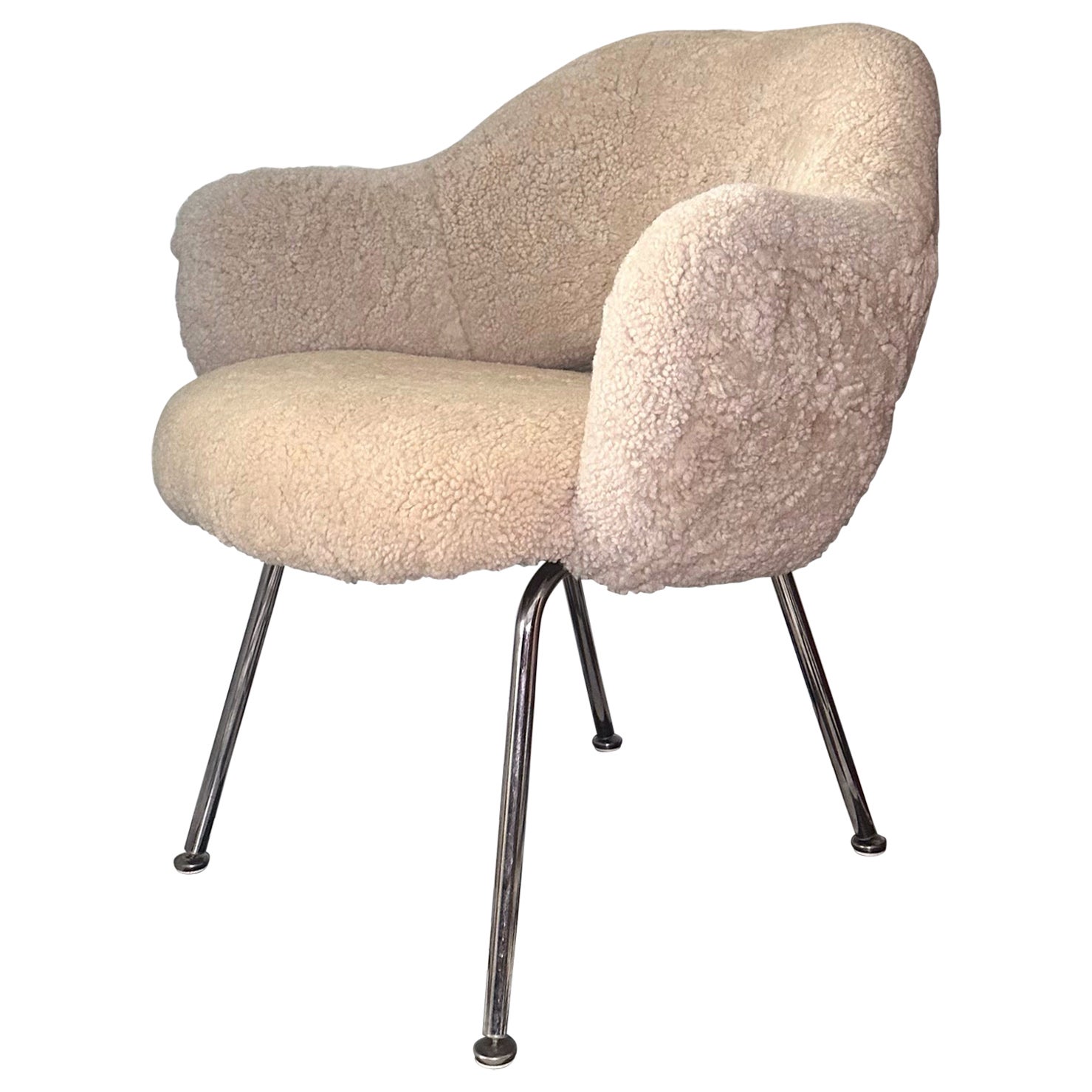 Mid Century 1950's Chrome and Sheepskin Armchair by Eero Saarinen for Knoll For Sale