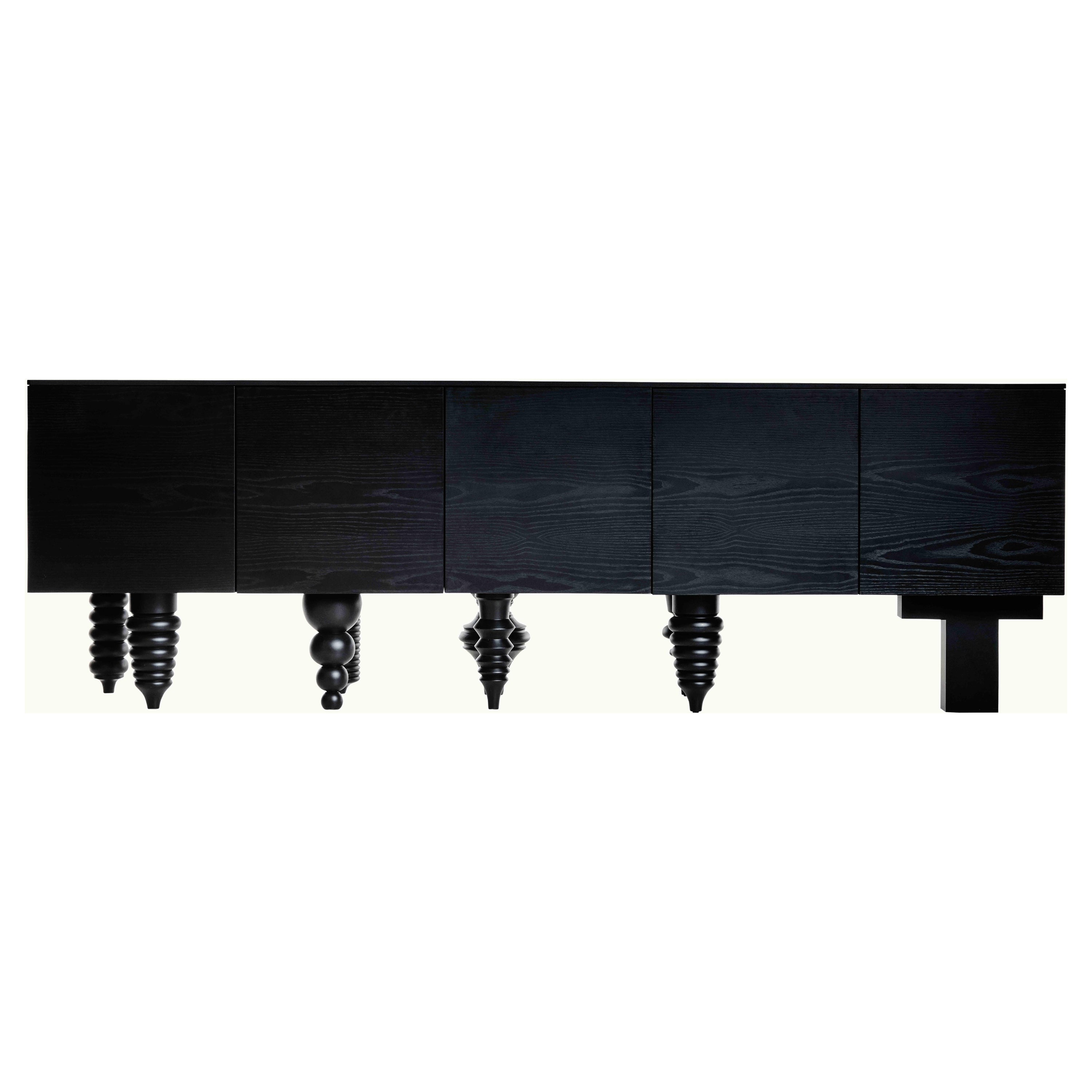 Cabinet contemporain 'Multileg' de Jaime Hayon, plan en frêne, noir, 250 cm