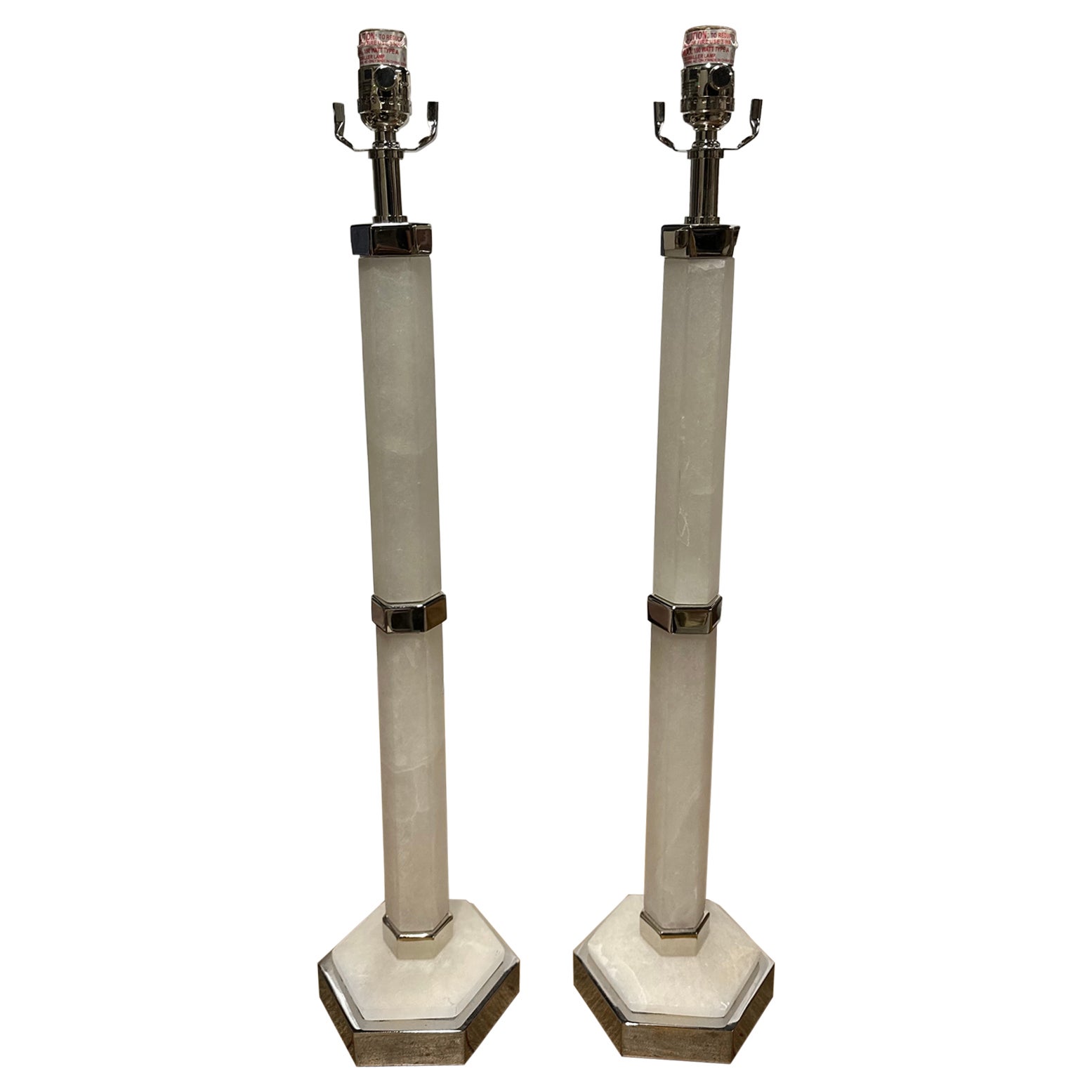 Pair of 1920's Marble Lamps For Sale