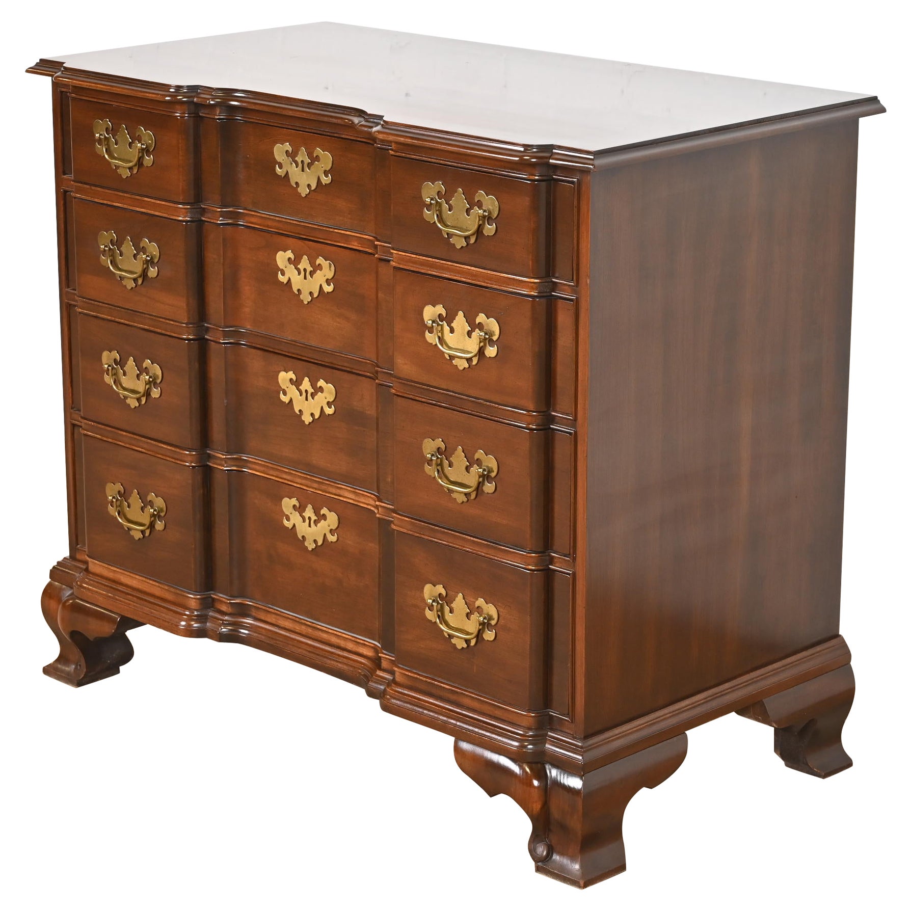 Georgian Solid Cherry Wood Block Front Chest of Drawers For Sale