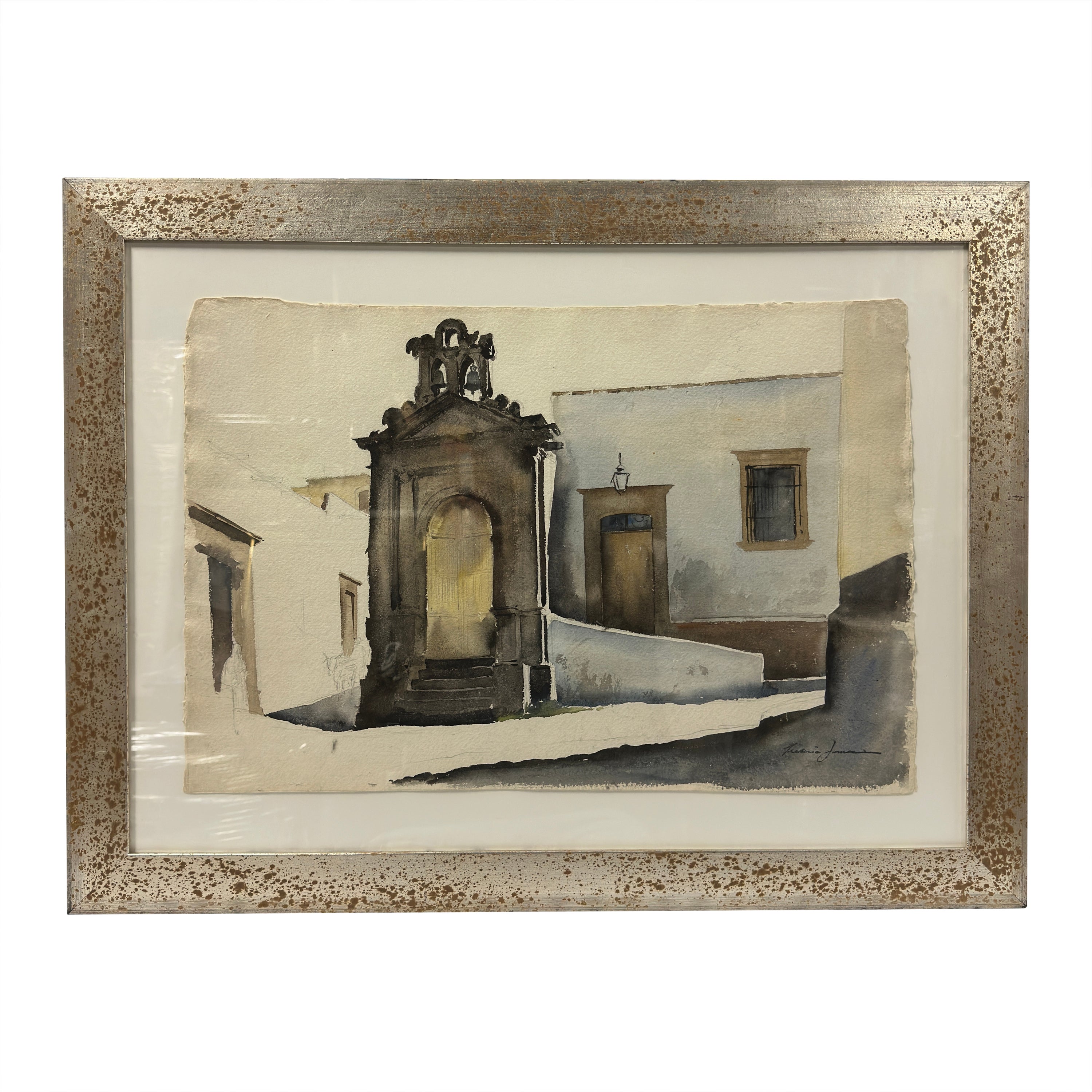 Early 20th Century Framed Architectural Painting For Sale