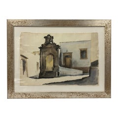 Early 20th Century Framed Architectural Painting