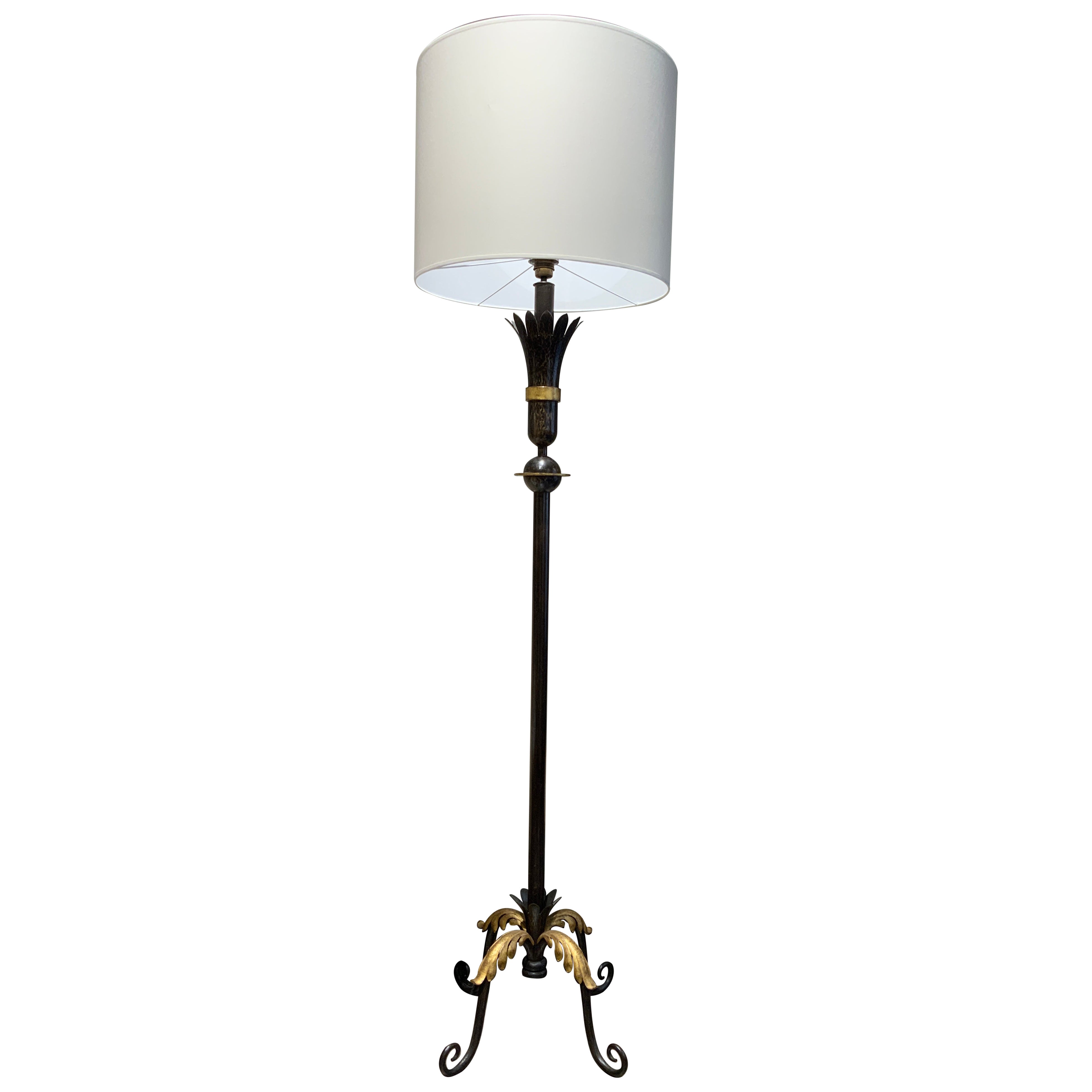 Wrought iron floor lamp circa 1950 France 