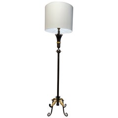 Retro Wrought iron floor lamp circa 1950 France 