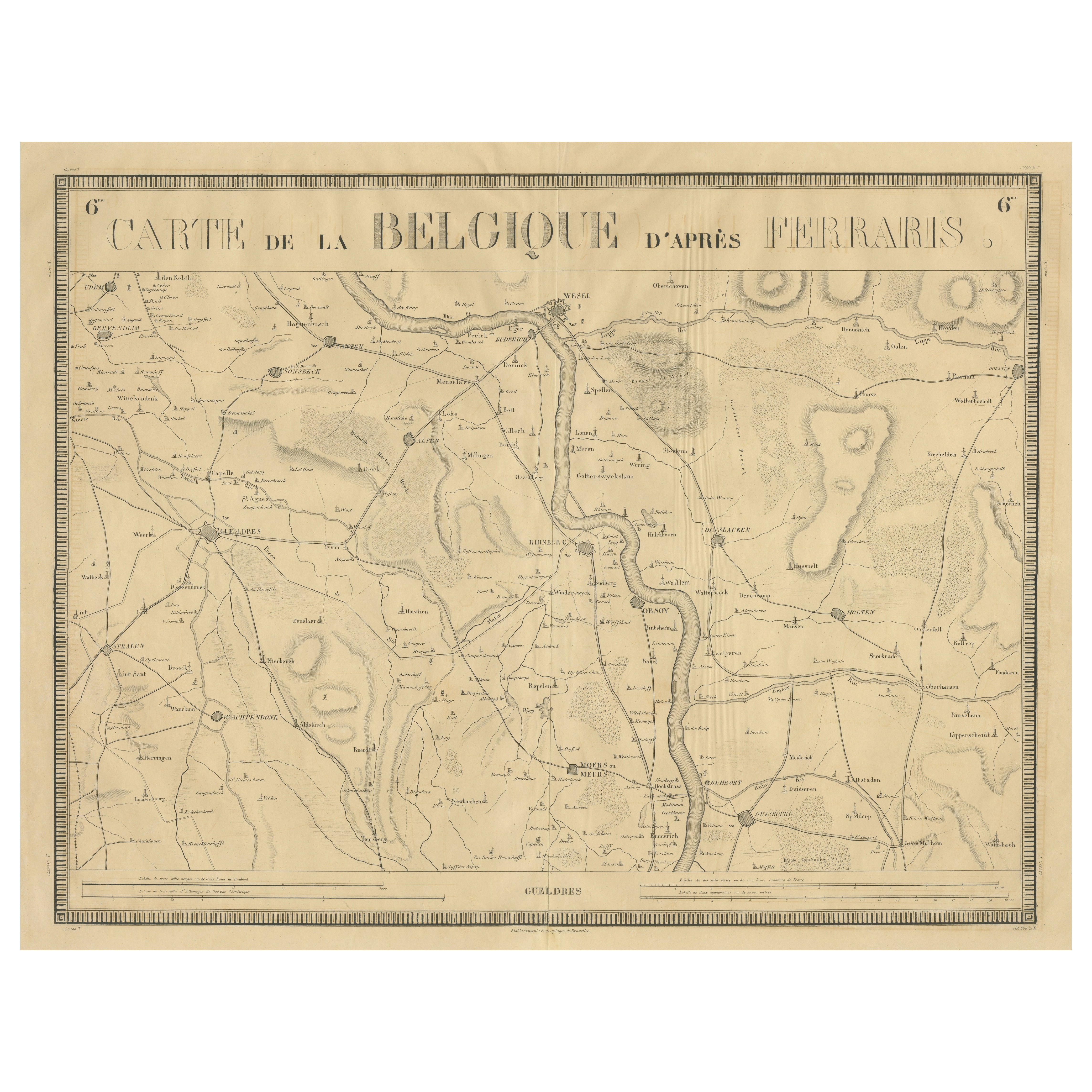1821 Map of the Rhine River Region by Vandermaelen – from Duisburg to Wesel