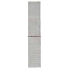 Vintage Turkish Kilim Runner With Neutral Tones and Elegant Stripes 2'5 x 13'10