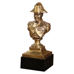 Vintage Mid-Century French Gilt Bronze Bust of Napoleon on Marble Base Signed Ajaccio