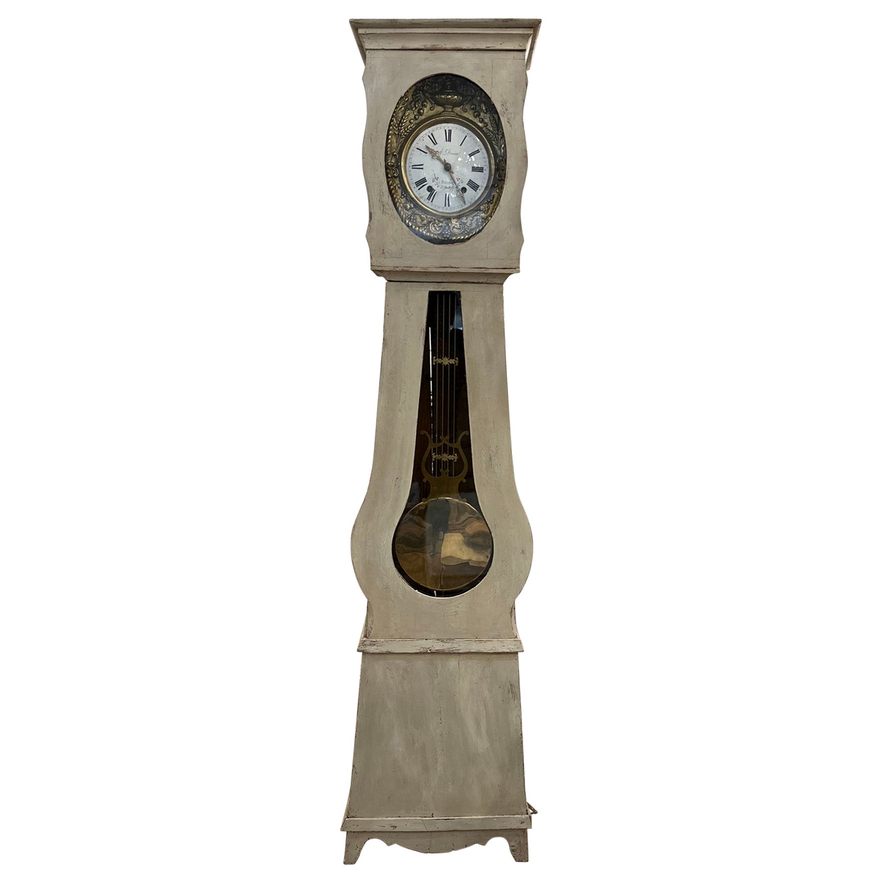 Early 20th Century Swedish Painted Grandfather Clock For Sale