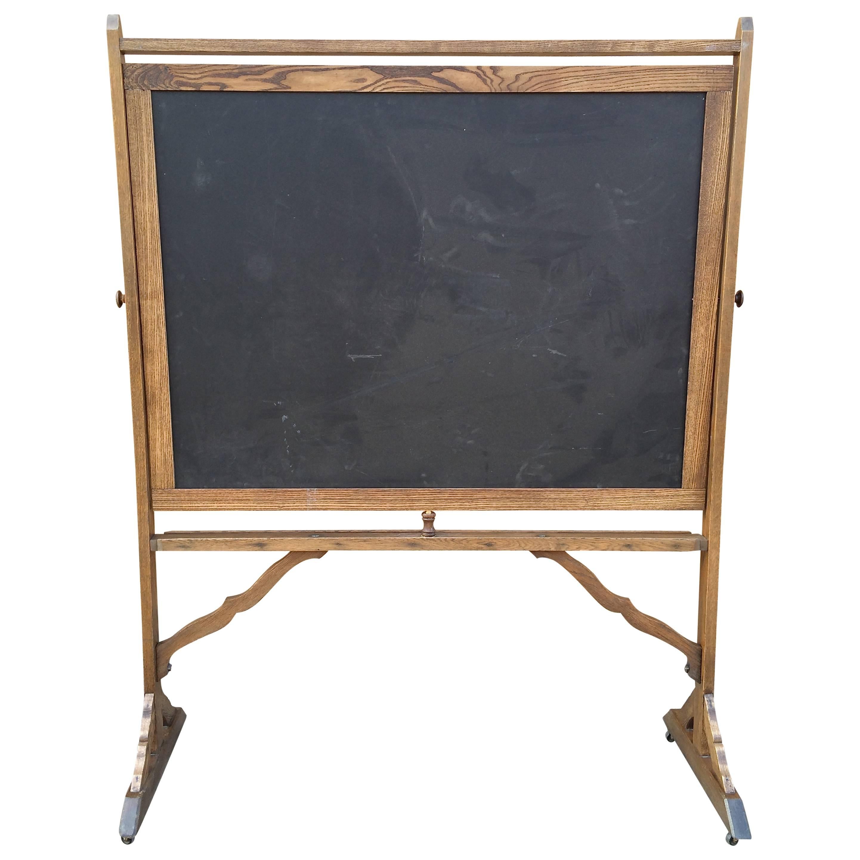 1930s Maple Frame Double Sided Schoolhouse Standing Chalkboard