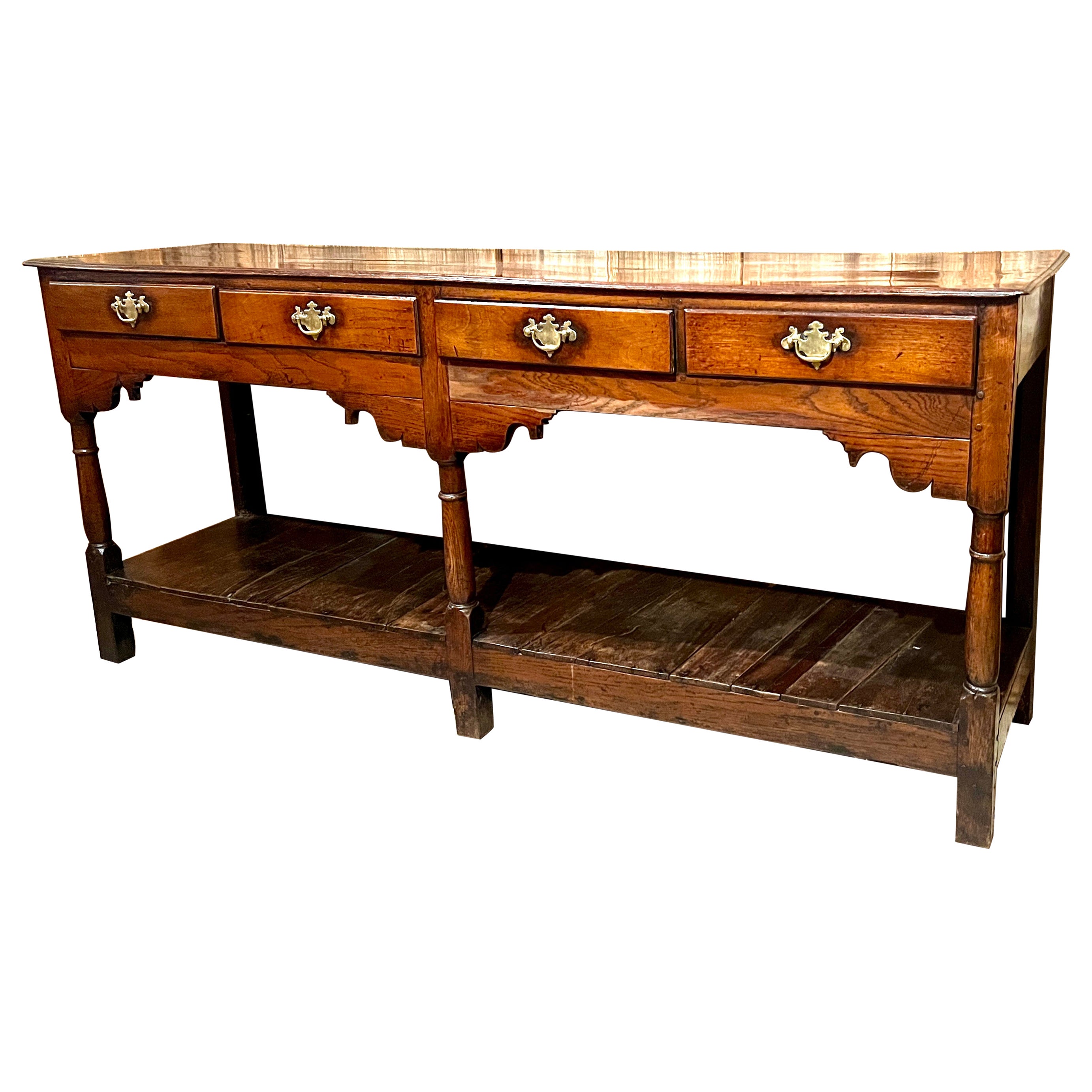 Antique Early 19th Century English Mahogany with Oak Lining Dresser Base  