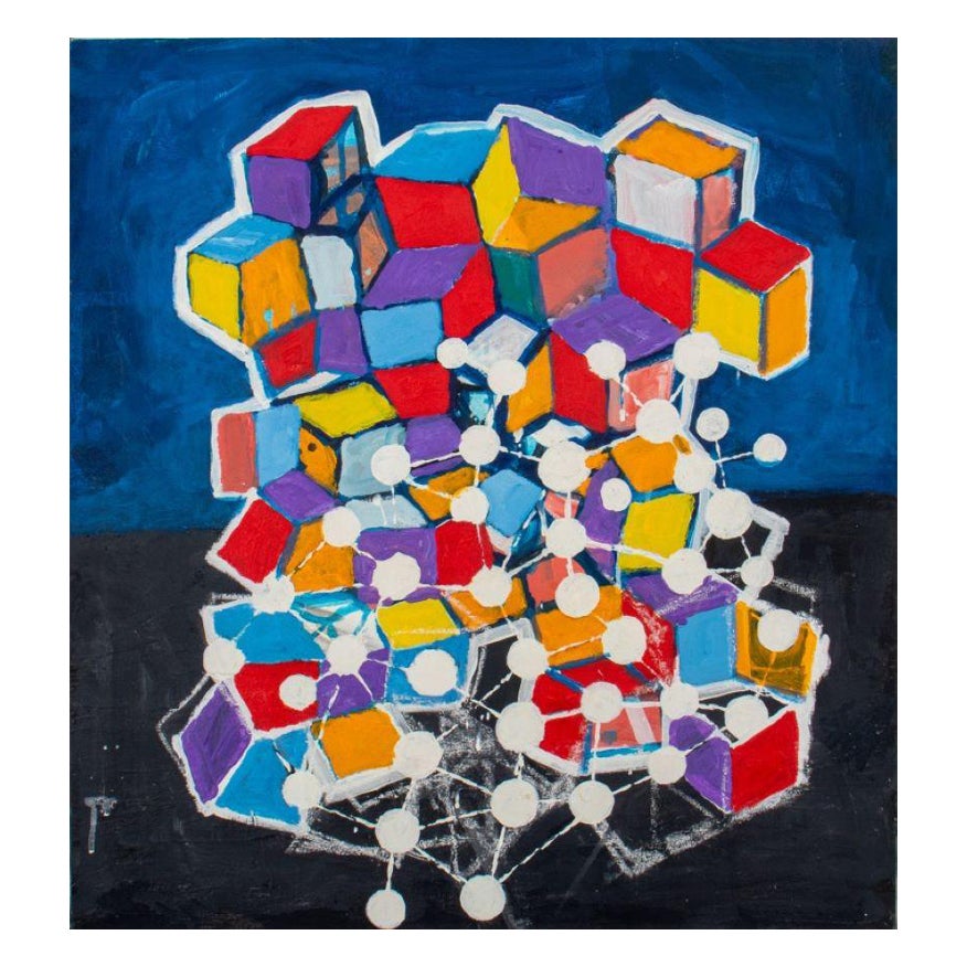 Domenick Capobianco Abstract Cubist Oil on Canvas For Sale