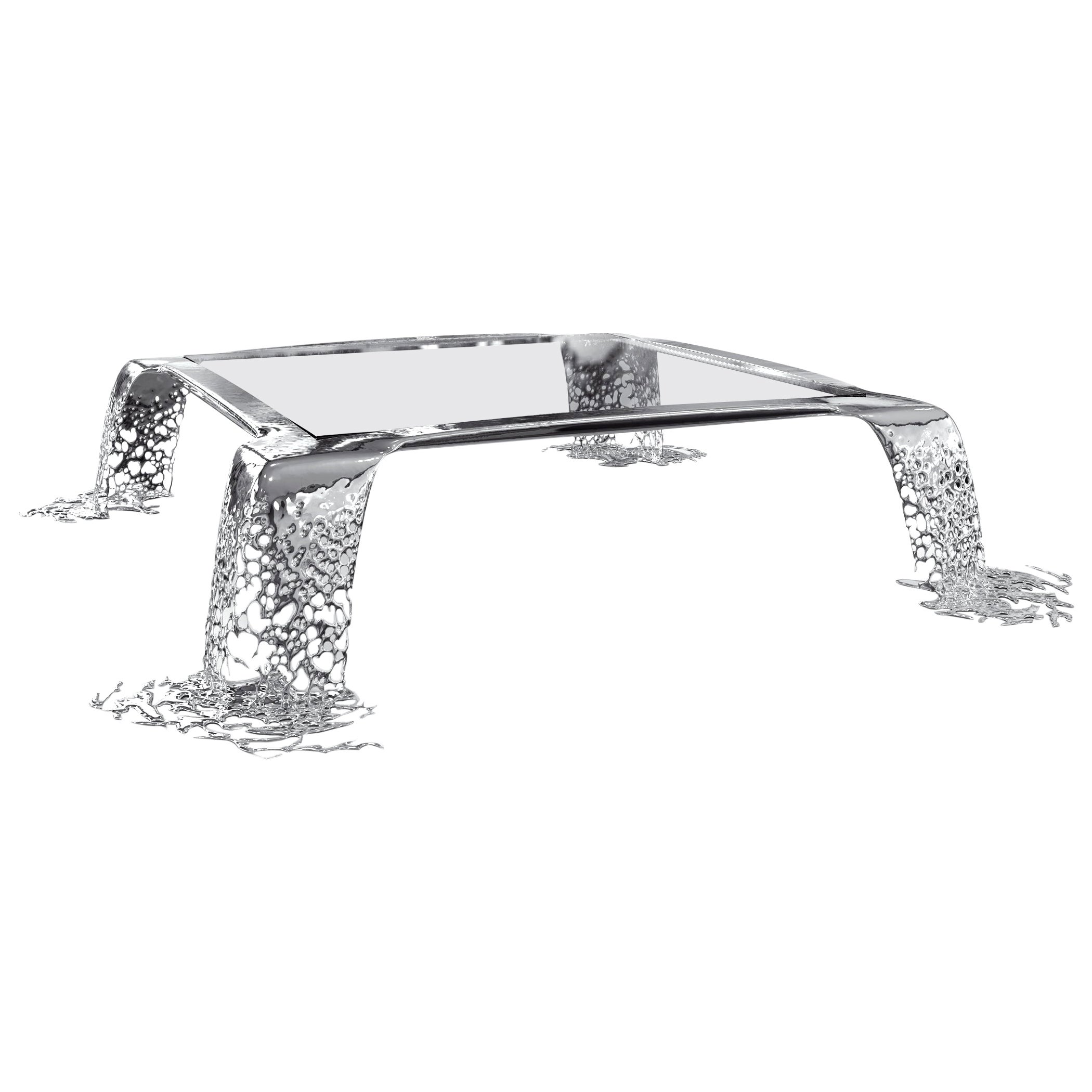 Cascatta Stainless Steel Mirror Polish Square Dining Table