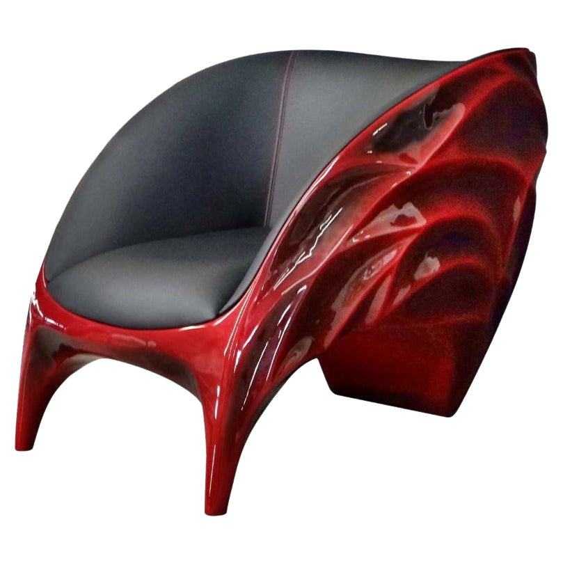 New Design Armchair in AMS Leather For Sale