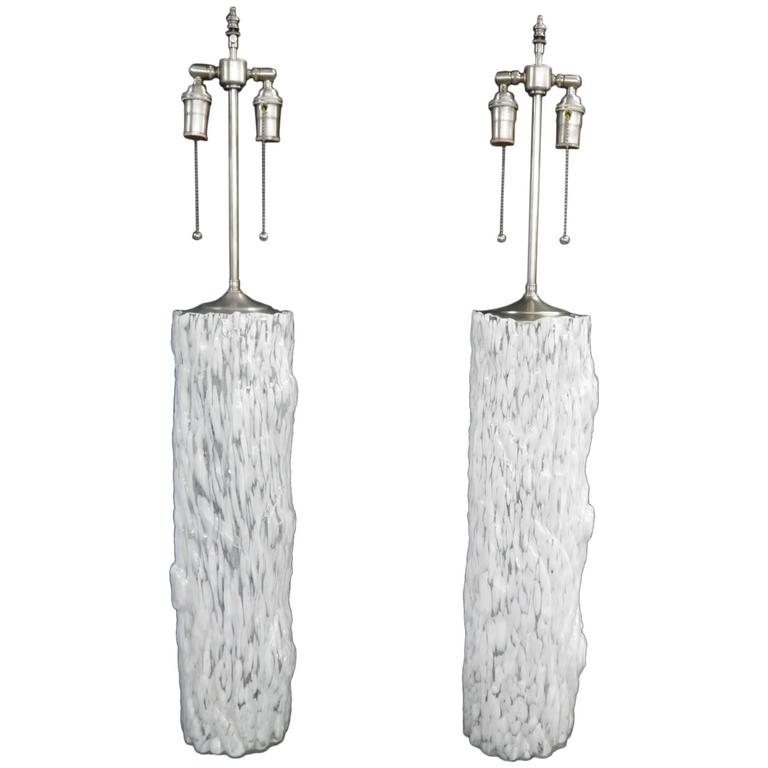 Large, HandBlown Clear and Milk Glass Vases with Lamp Application at