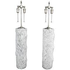 Large, Hand-Blown Clear and Milk Glass Vases with Lamp Application