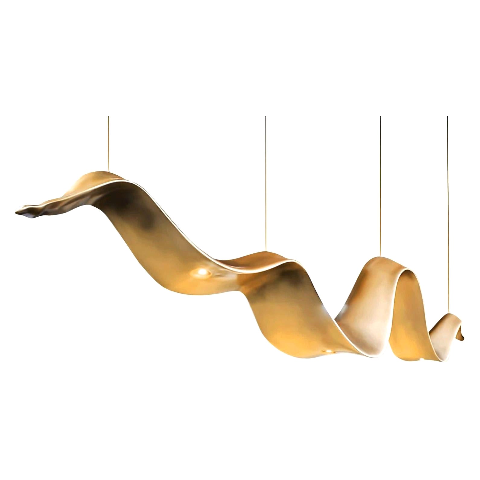 New Suspension Lamp in Resin Finished in Pale Gold Color For Sale