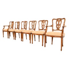 Kindel Furniture - Sedie da pranzo in legno da frutto Luigi XVI della Reggenza francese, set di sei sedie