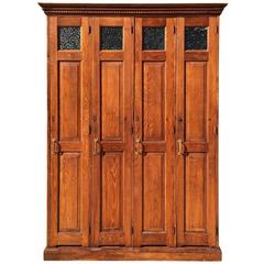 Row of Four Late 19th Century Oak Police Lockers 3