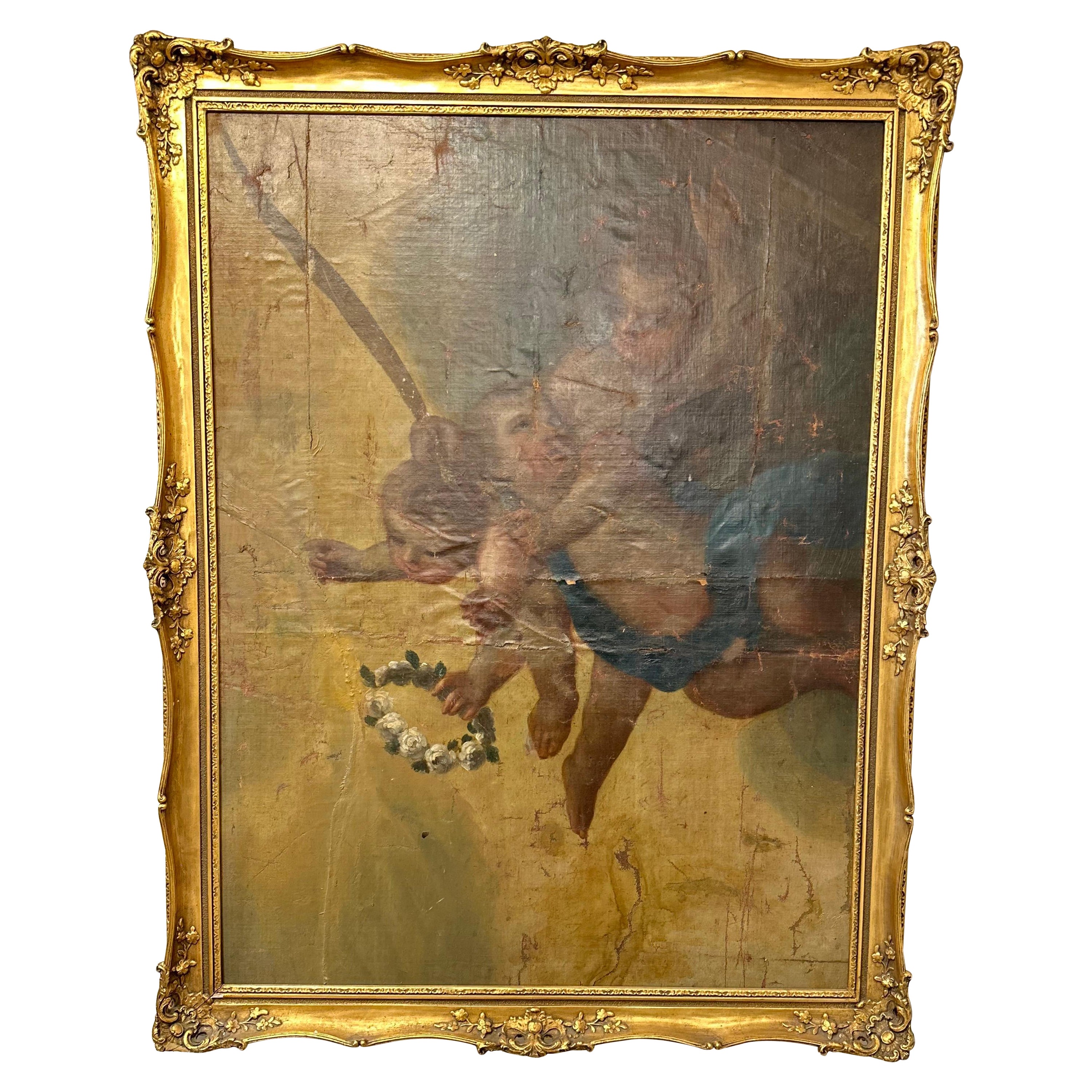 19th Century Painting From Mexico in Gilt Frame For Sale