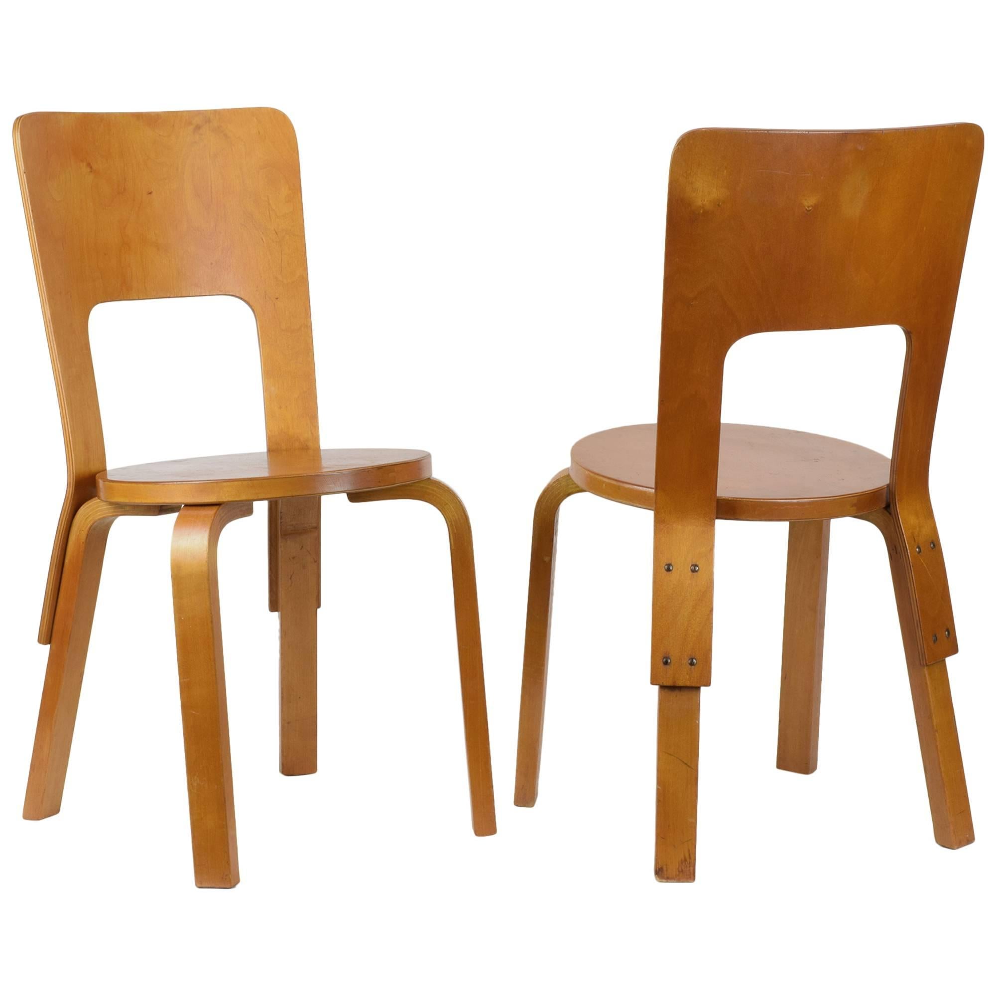 Alvar Aalto, Pair of Side Chairs, Model 66, 1933