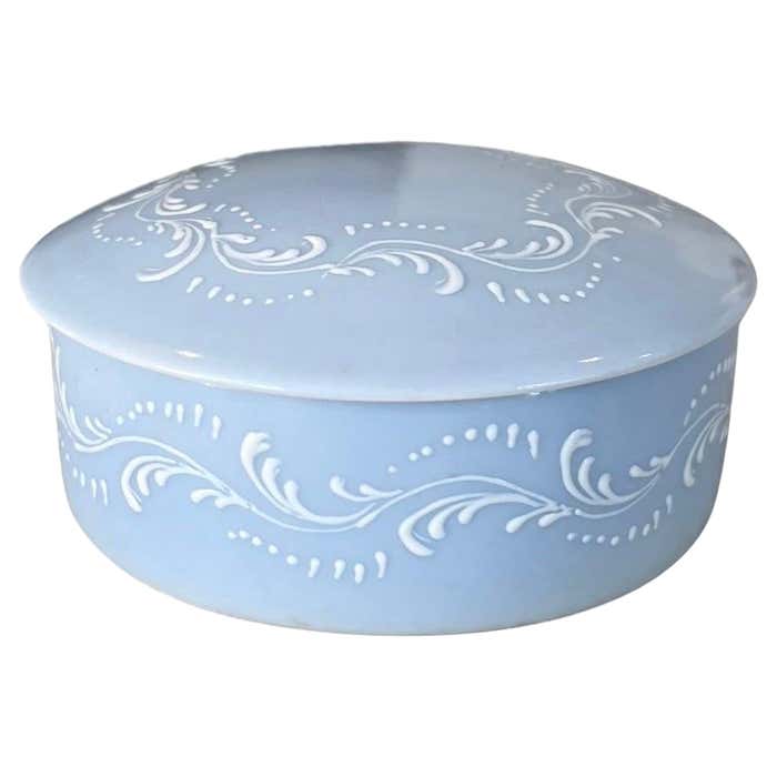 French Blue candy box in Limoges porcelain Baud Paris - France 1930 Art ...