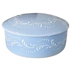 Caja de caramelos azul francesa en porcelana de Limoges Baud París - Francia 1930 Art Decó