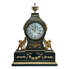 Vintage Rare 19th Century Swedish Large-Scale Parcel Gilt Mantel Clock