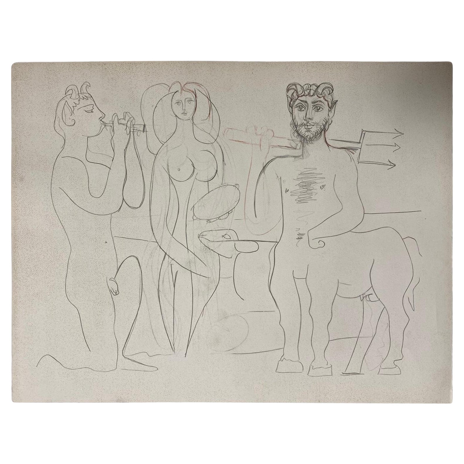 Pablo Picasso Limited Ed. Lithograph From Portfolio Les Dessins D'Antibes, 1958 For Sale
