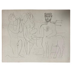 Retro Pablo Picasso Limited Ed. Lithograph From Portfolio Les Dessins D'Antibes, 1958
