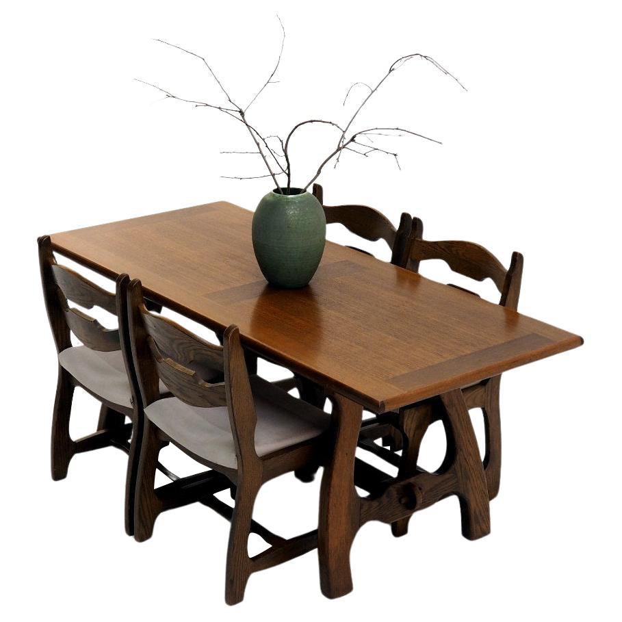 Mid-Century Brutalist Dining Set In The Style Of Guillerme & Chambron