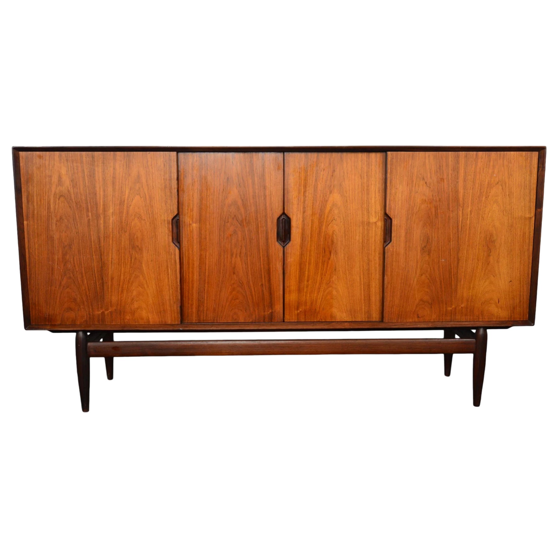 Tall Rosewood Credenza By Henry Rosengren Hansen For Sale