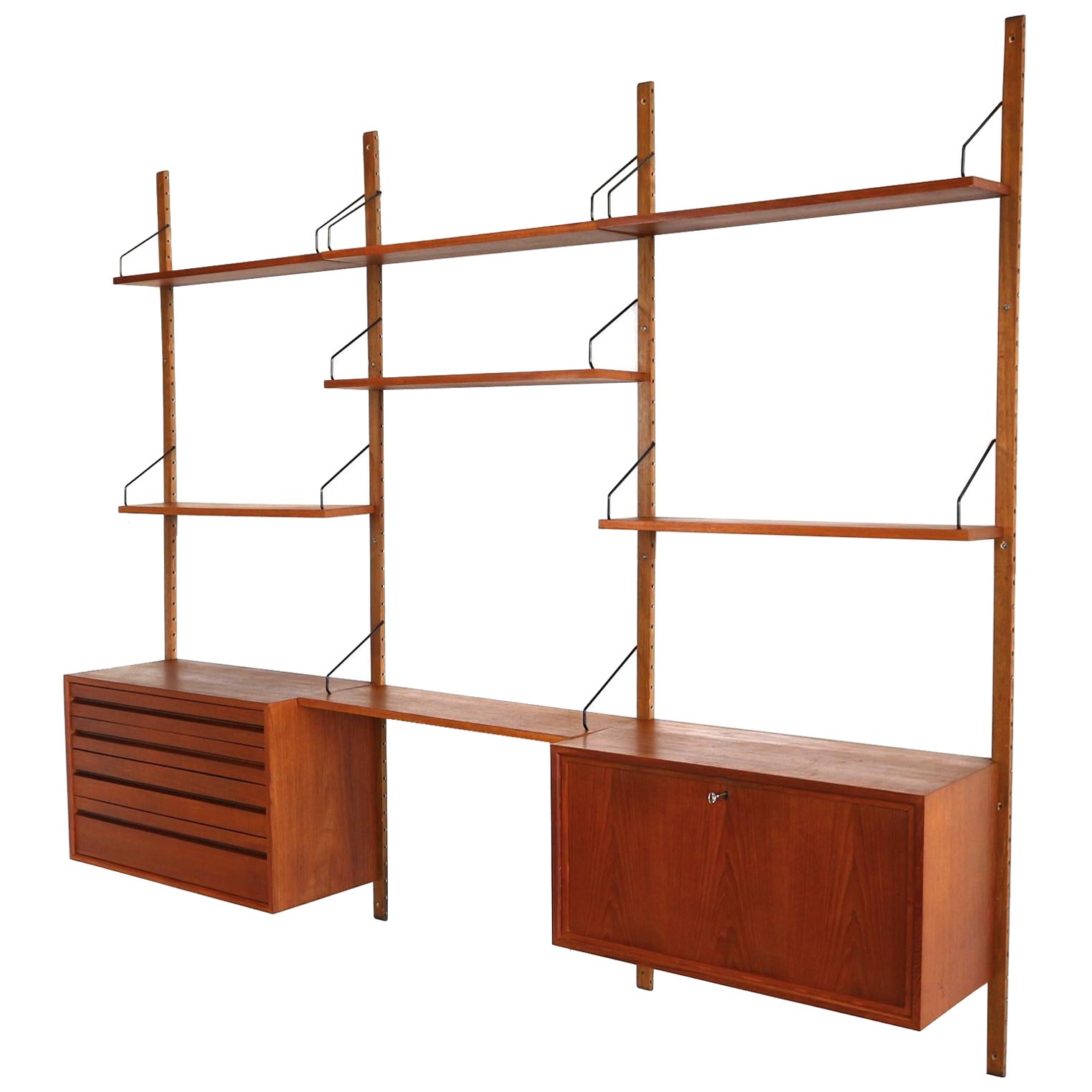 Large vintage wall system by Poul Cadovius made in the 1960s For Sale