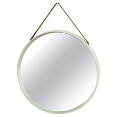 Vintage White Lacquered Scandinavian Wall Mirror attr. Luxus Vittsjö Sweden
