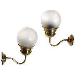 Lampe murale « LP1 » Caccia Dominioni Azucena au design italien en laiton et verre, lot de 2
