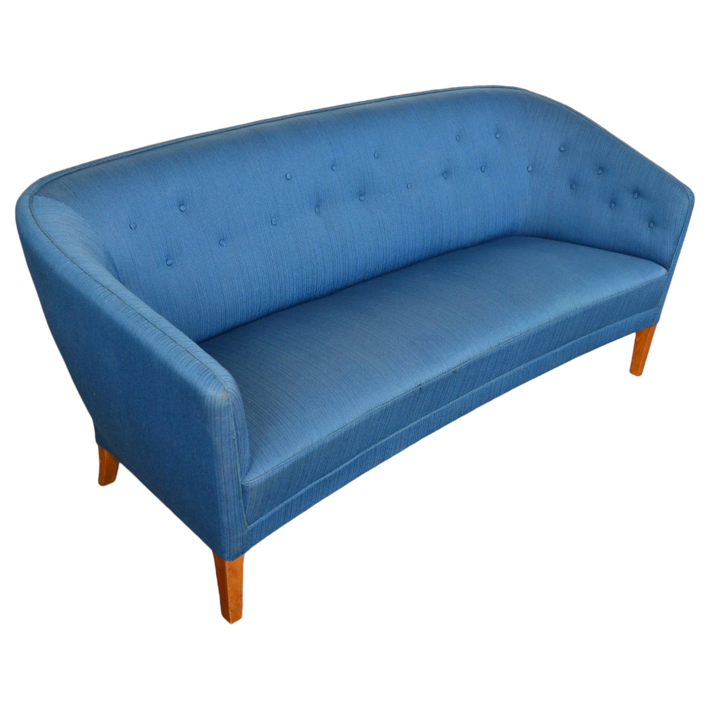 Ludvig Pontoppidan 1940er Jahre Sofa aus Azurblauer Wolle im Angebot