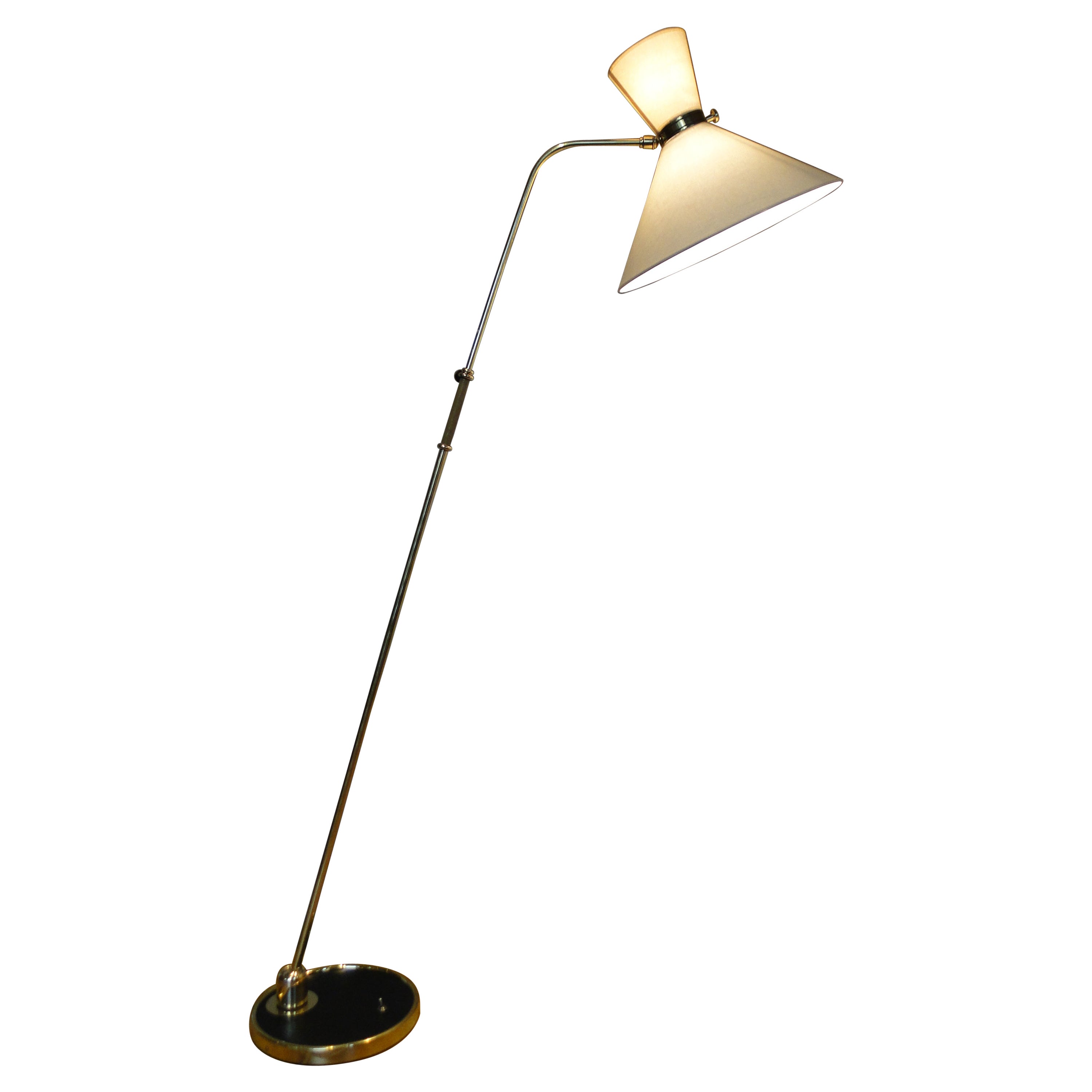 Robert Mathieu French Floor Lamp Brass Adjustable 1950 Lunel Arlus  Articulated For Sale