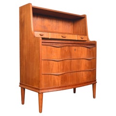 Danish Modern Bow Front Secretary Desk In Teak