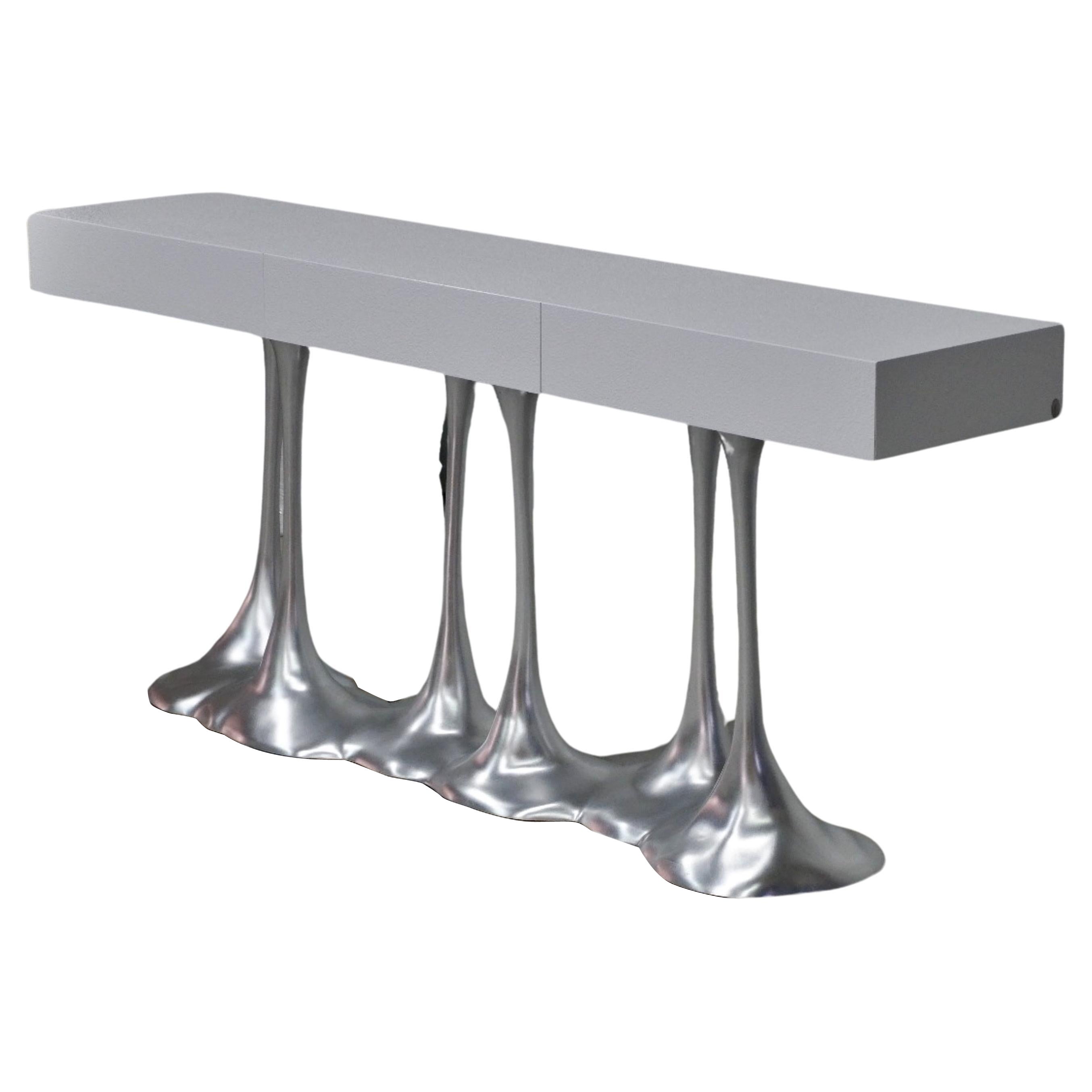 New Design Console en Wood fini en White High Gloss en vente