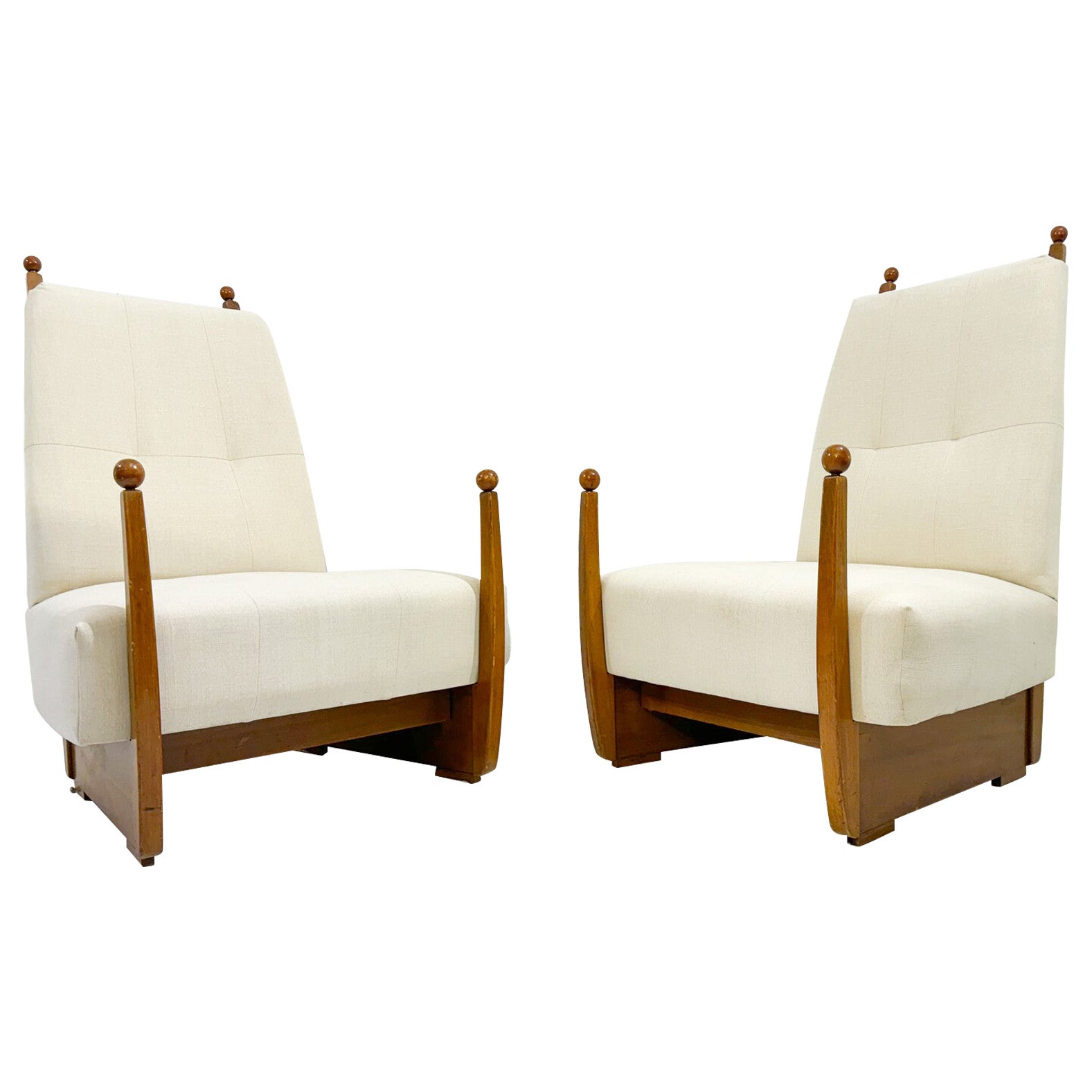 Mid-Century Modern Pair of Hungarian Armchair, 1960s- New Upholstery