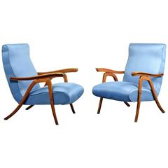 School of Carlo Mollino, Pair of Reclining Armchairs, circa 1955