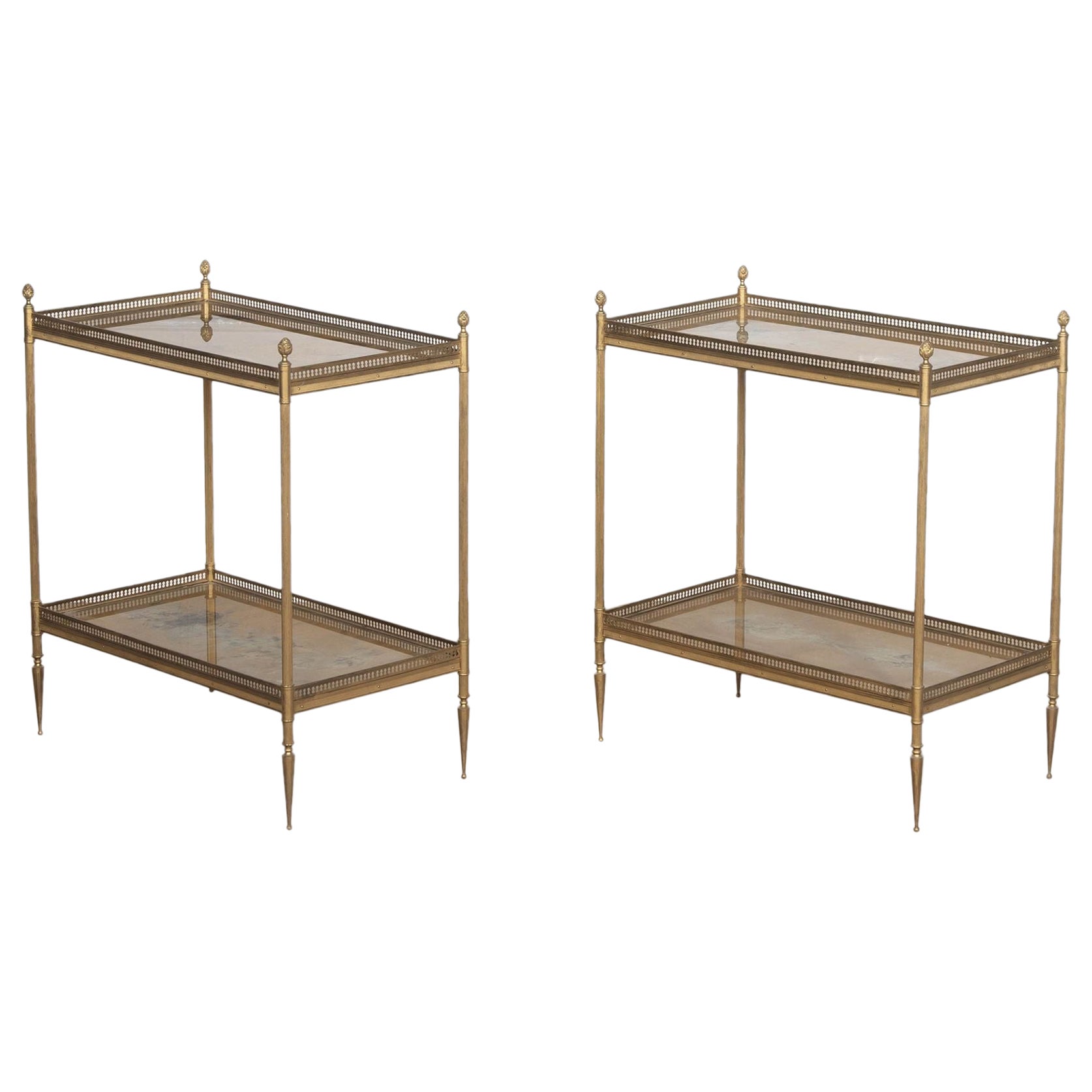 Pair of 20th Century Maison Jansen Brass Side Tables For Sale
