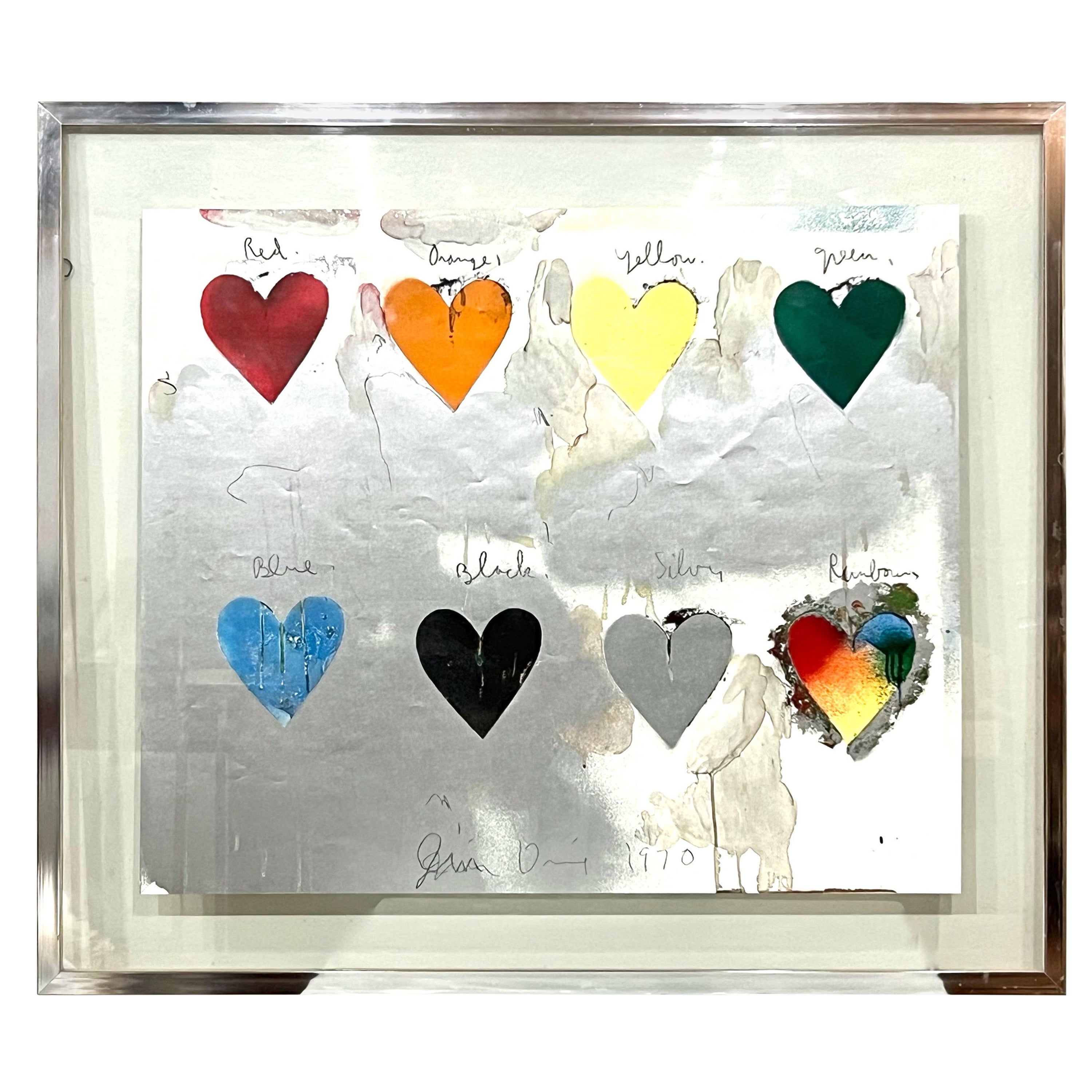 Jim Dine 8 Hearts Lithographie originale signée au crayon en vente