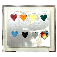 Used Jim Dine 8 Hearts Pencil Signed Original Lithograph