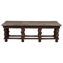 Antique French Weathered Oak Stool