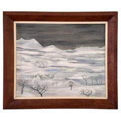 Schneelandschaft " Henri Hecht MAÏK 1957, Französischer Maler, Öl auf Leinwand 