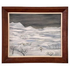 "Paesaggio di neve" Henri HENRY MAÏK 1957, Pittore francese, Olio su tela