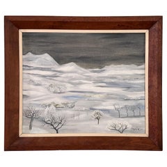 " Paisaje nevado " Henri Hecht MAÏK 1957, Pintor francés, Óleo sobre lienzo 