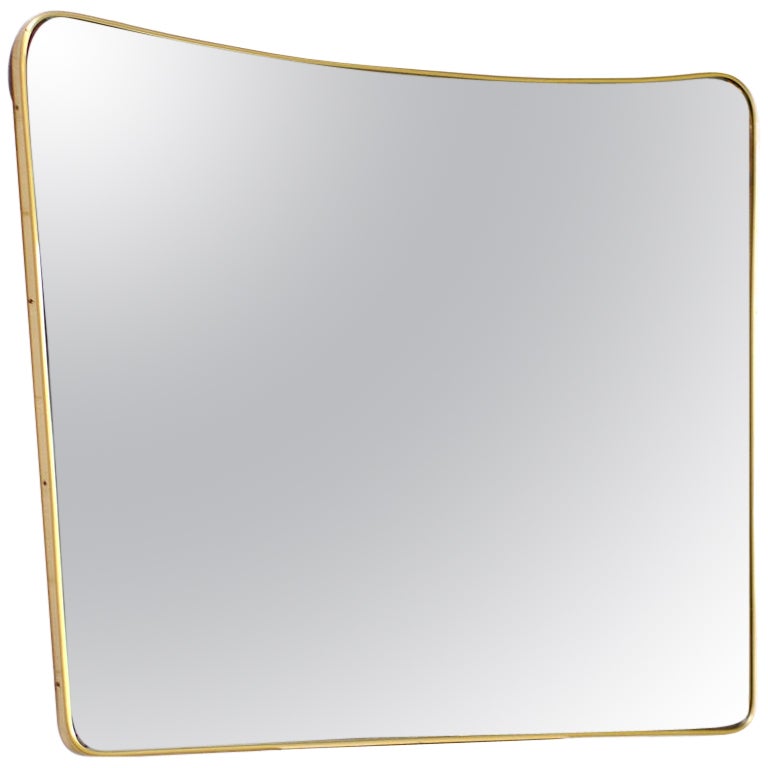 Brass Framed Mirror in the Style of Gio Ponti, Italy, 1960's For Sale