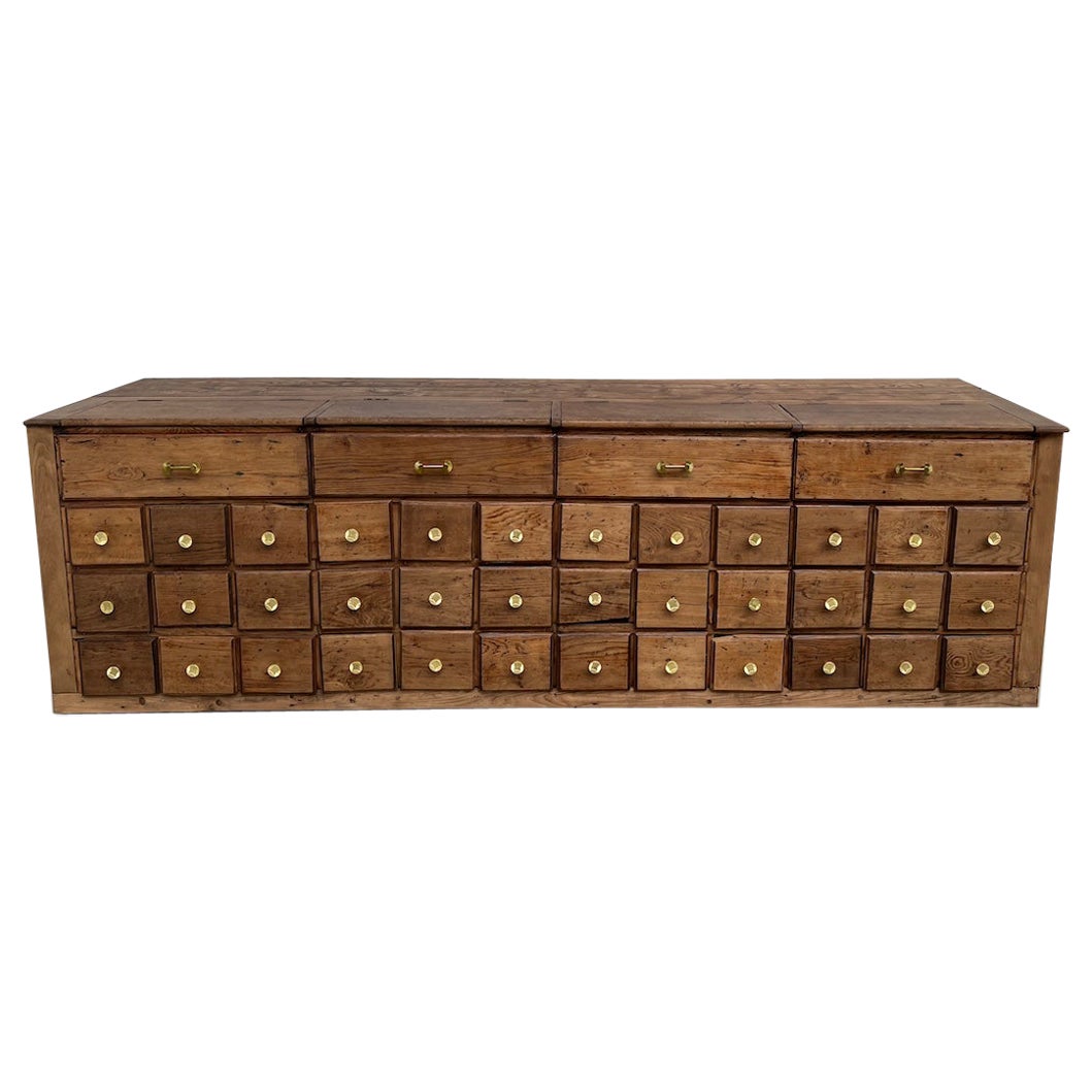Old trade furniture in oak wood drawers XL format
