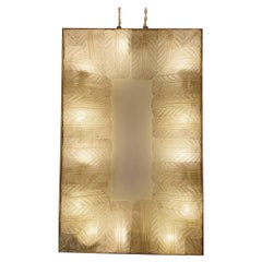 1940s Barovier & Toso White and Gold Glass Wall Sconce with Brass Frame